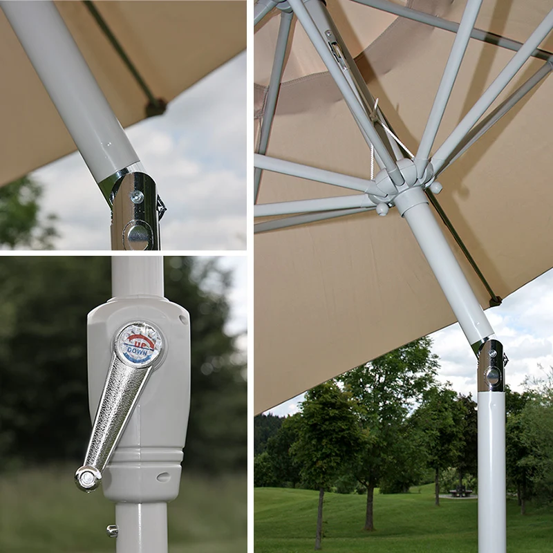 Parasol de jardin Ø 3m inclinable polyester/aluminium 5kg crème 04_0003883