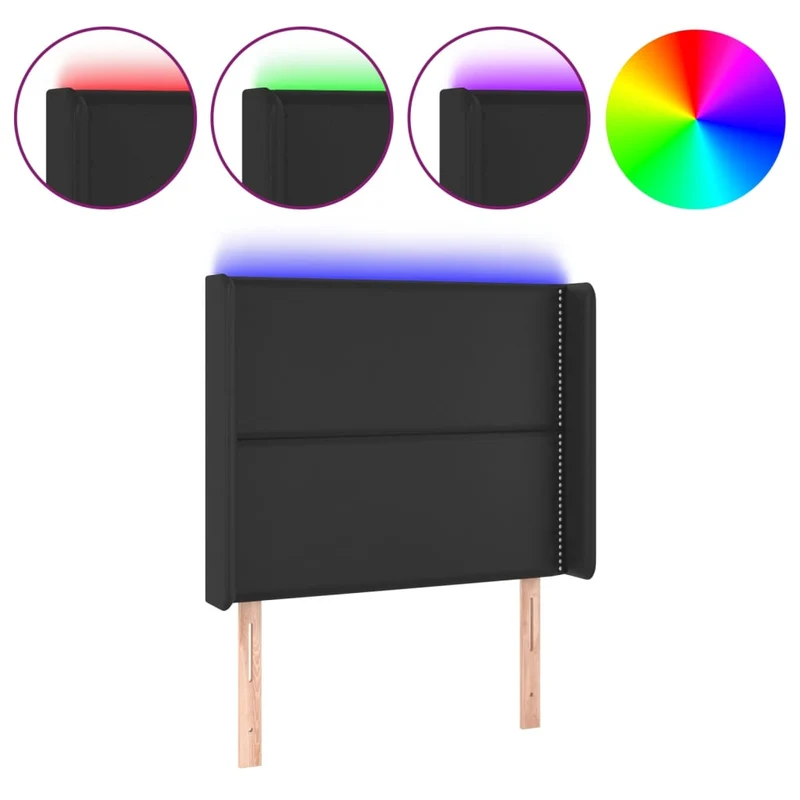 Tête de lit accessoire couchage chambre à coucher meuble à LED 103 x 16 x 118/128 cm synthétique noir TDL0200742