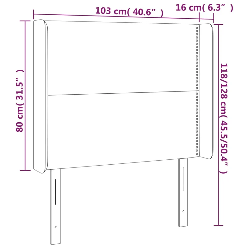 Tête de lit accessoire couchage chambre à coucher meuble à LED 103 x 16 x 118/128 cm synthétique noir TDL0200742