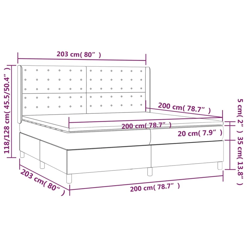 Cadre de lit LED avec sommier tête de lit matelas 200x200cm synthétique noir TDL0209139