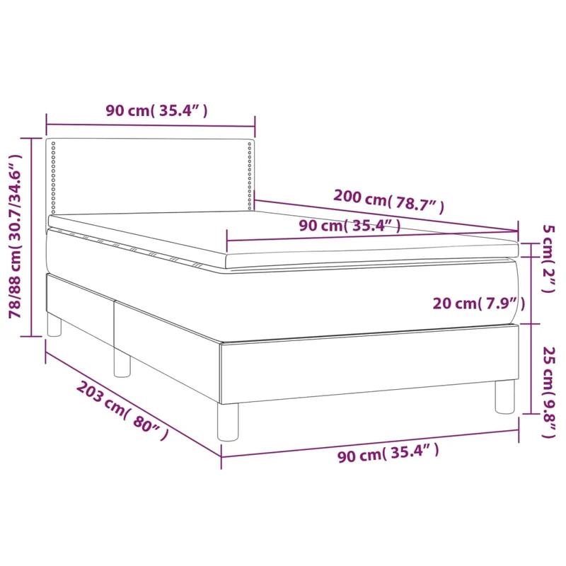 Cadre de lit LED avec sommier tête de lit matelas 90x200cm tissu gris foncé TDL0209377