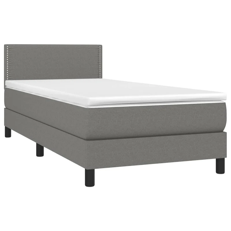 Cadre de lit LED avec sommier tête de lit matelas 90x200cm tissu gris foncé TDL0209361