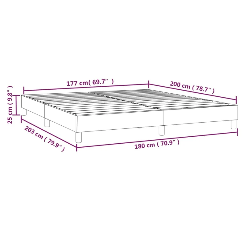 Sommier à lattes sur pieds cadre de lit 180x200 cm tissu taupe TDL0206930