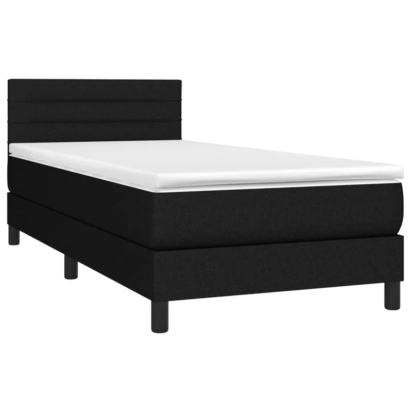 Cadre de lit LED avec sommier tête de lit matelas 90x200 cm tissu noir TDL0209020