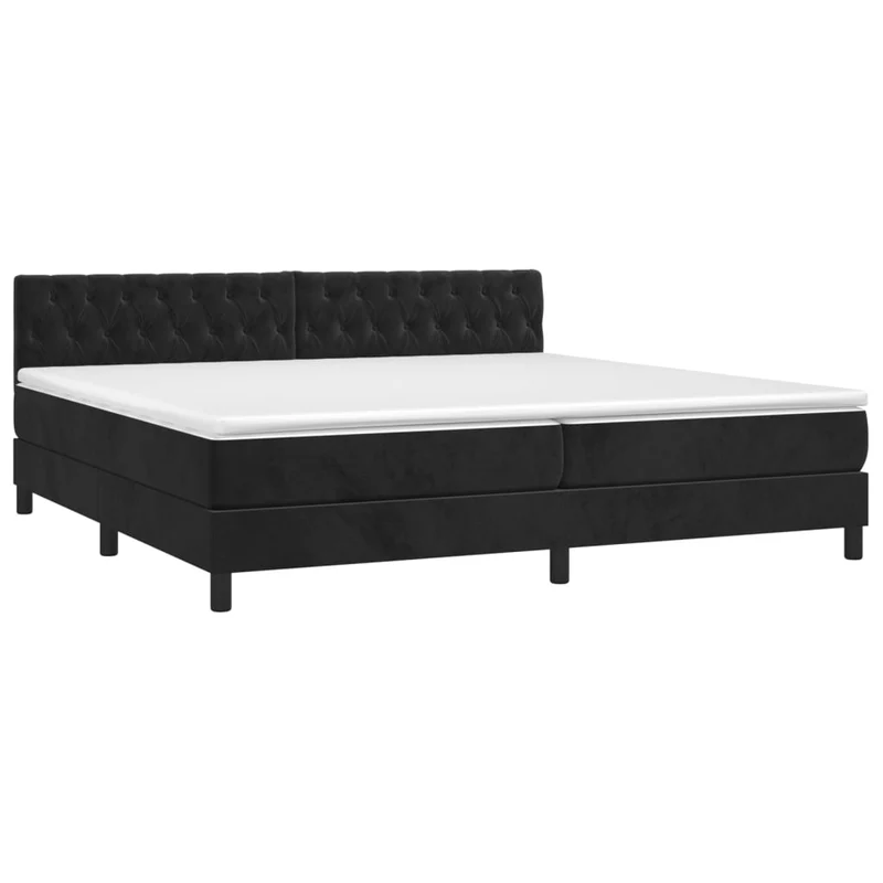 Cadre de lit LED avec sommier tête de lit matelas 200x200 cm tissu velours noir TDL0209144