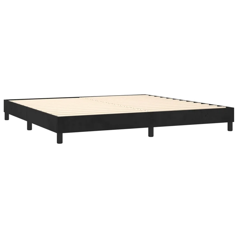 Cadre de lit LED avec sommier tête de lit matelas 200x200 cm tissu velours noir TDL0209144