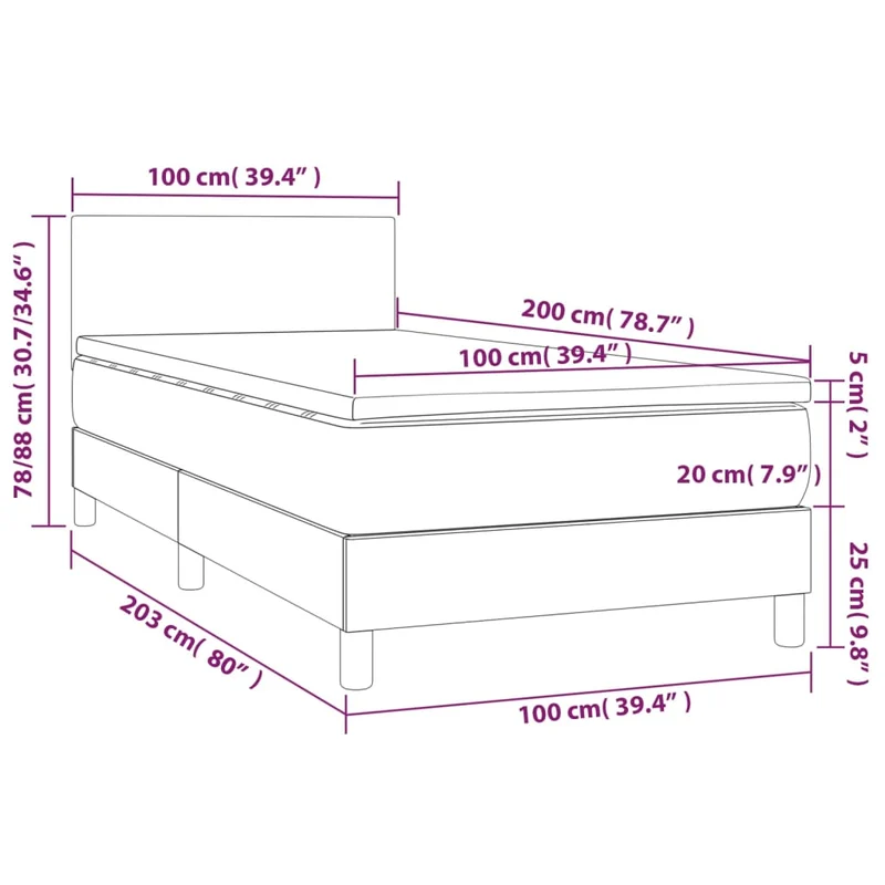 Cadre de lit LED avec sommier tête de lit matelas 100x200cm synthétique noir TDL0209309