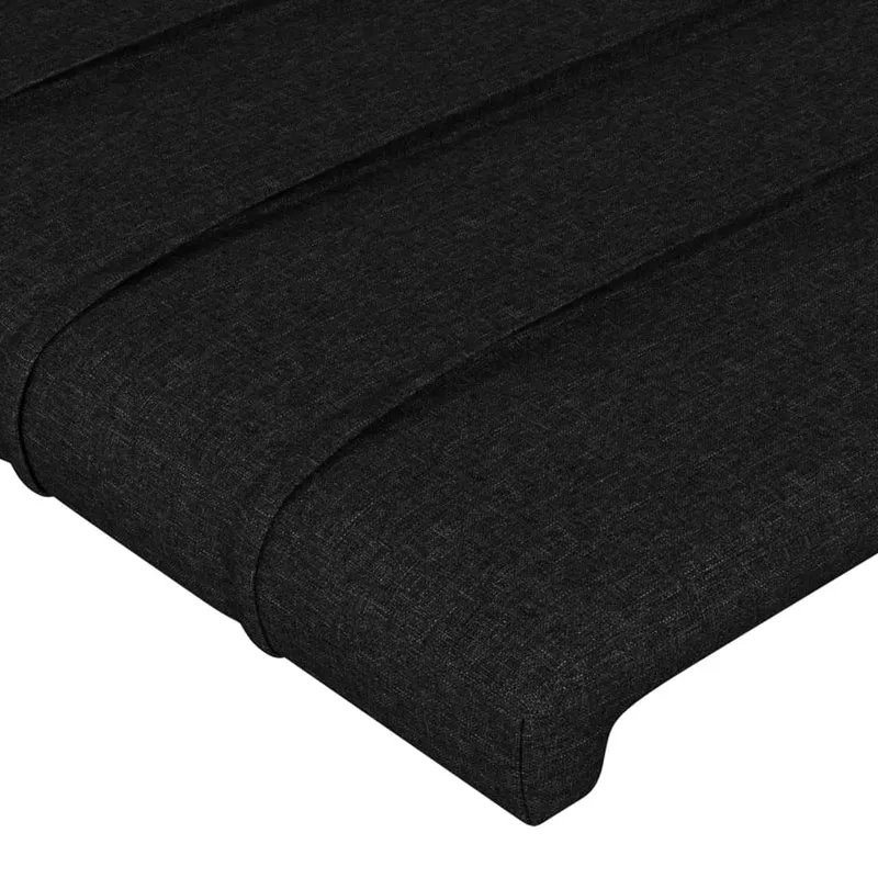 Tête de lit accessoire couchage chambre à coucher meuble avec rebord latéral 203 x 23 x 78/88 cm tissu noir TDL0204477