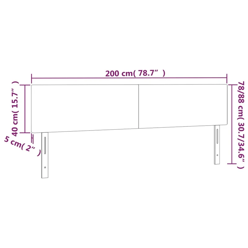 Tête de lit accessoire couchage chambre à coucher meuble à LED 200 x 5 x 78/88 cm tissu velours rose TDL0200471