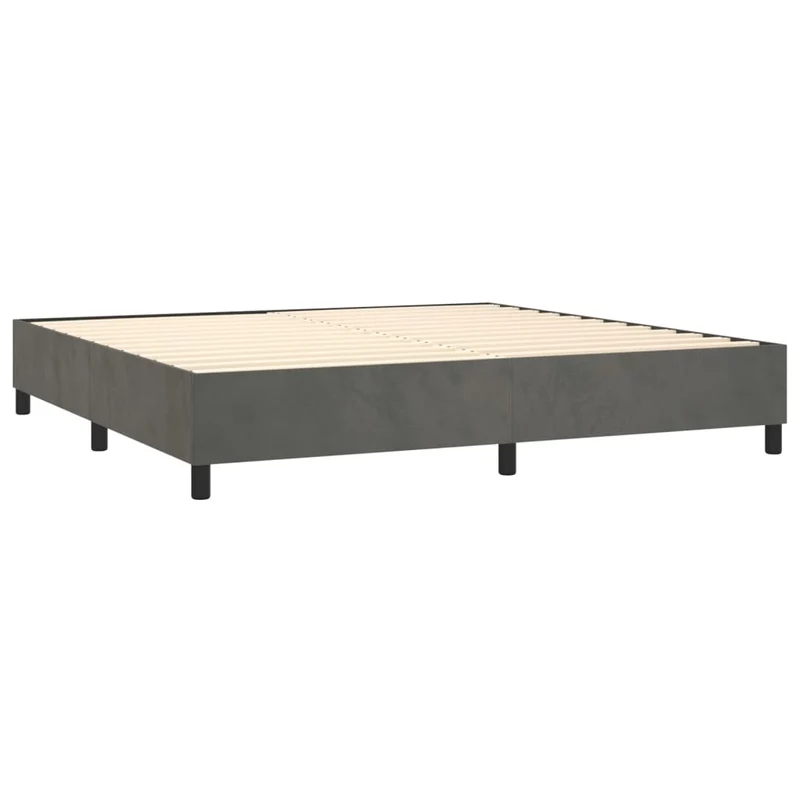 Cadre de lit LED avec sommier tête de lit matelas surmatelas 200x200 cm tissu velours gris foncé TDL0207687