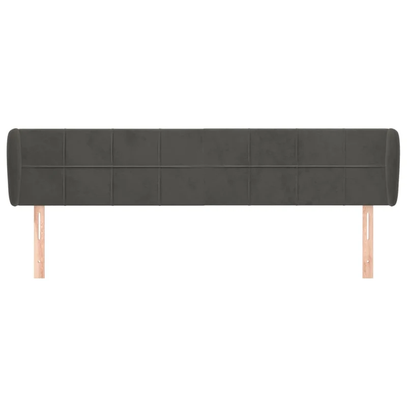 Tête de lit accessoire couchage chambre à coucher meuble avec rebord latéral 203 x 23 x 78/88 cm tissu velours gris foncé TDL0204916