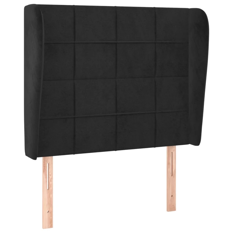 Tête de lit accessoire couchage chambre à coucher meuble avec rebord latéral 103 x 23 x 118/128 cm Tissu velours noir TDL0204599