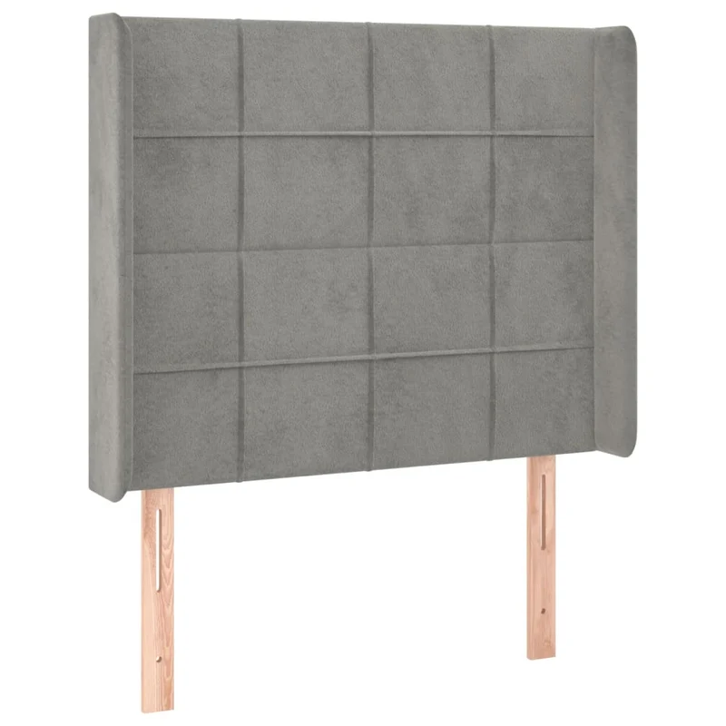 Tête de lit accessoire couchage chambre à coucher meuble avec rebord latéral 83 x 16 x 118/128 cm tissu velours gris clair TDL0205144