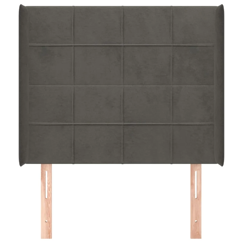 Tête de lit accessoire couchage chambre à coucher meuble avec rebord latéral 103 x 16 x 118/128 cm tissu velours gris foncé TDL0205069
