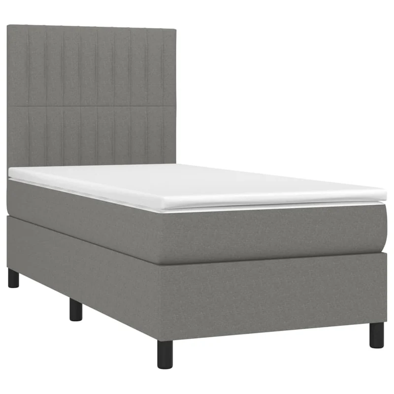 Cadre de lit LED avec sommier tête de lit matelas 100x200 cm tissu gris foncé TDL0208440