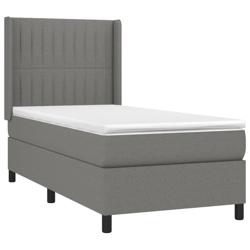 Cadre de lit LED avec sommier tête de lit matelas 100x200 cm tissu gris foncé TDL0208422