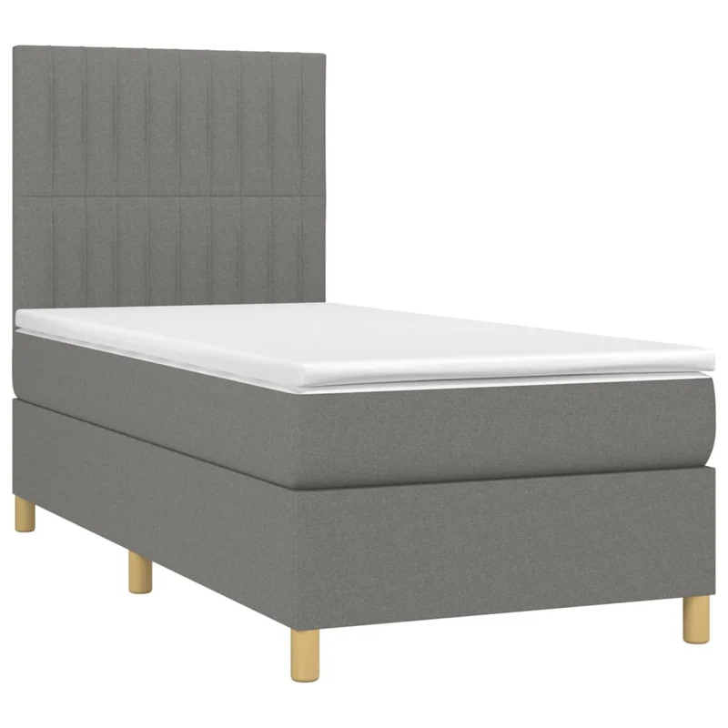 Cadre de lit LED avec sommier tête de lit matelas 100x200 cm tissu gris foncé TDL0208425