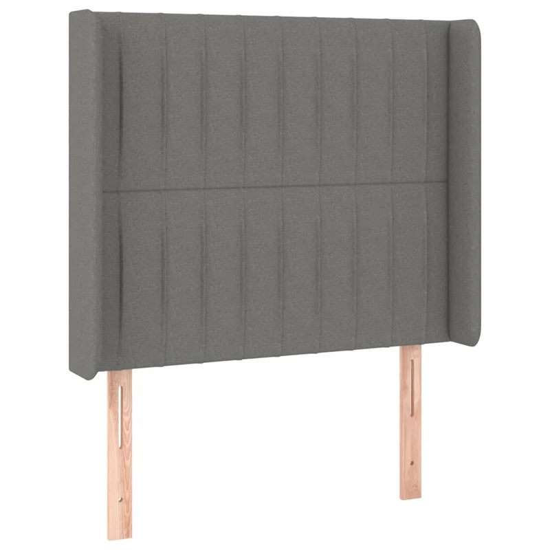 Tête de lit accessoire couchage chambre à coucher meuble avec rebord latéral 103 x 16 x 118/128 cm tissu gris foncé TDL0205074