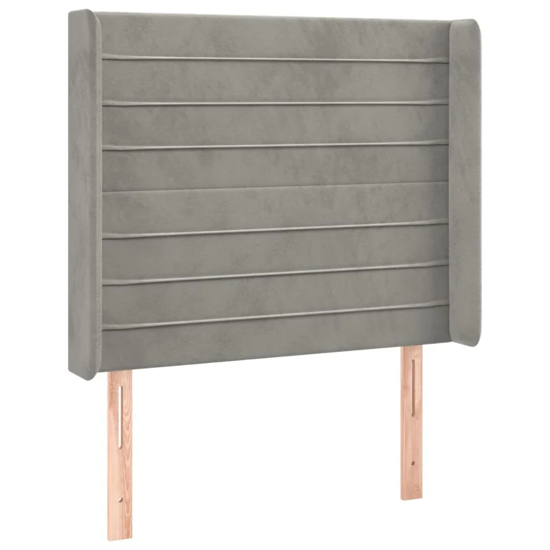 Tête de lit accessoire couchage chambre à coucher meuble avec rebord latéral 93 x 16 x 118/128 cm tissu velours gris clair TDL0205104
