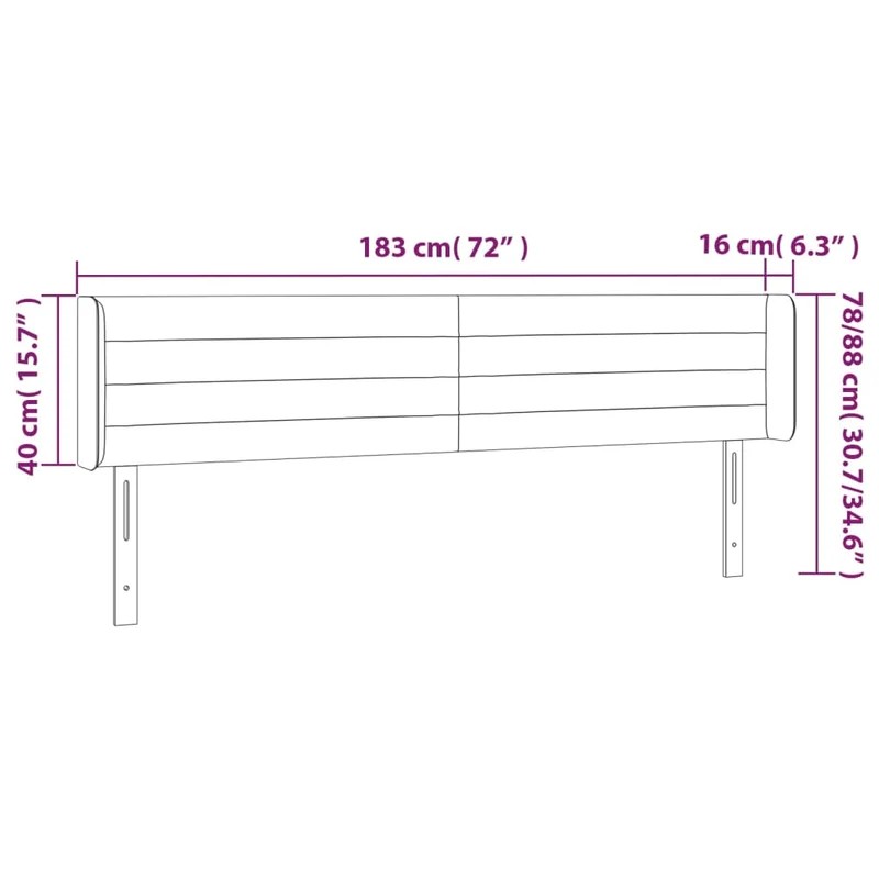 Tête de lit accessoire couchage chambre à coucher meuble à LED 183 x 16 x 78/88 cm tissu velours gris foncé TDL0201091
