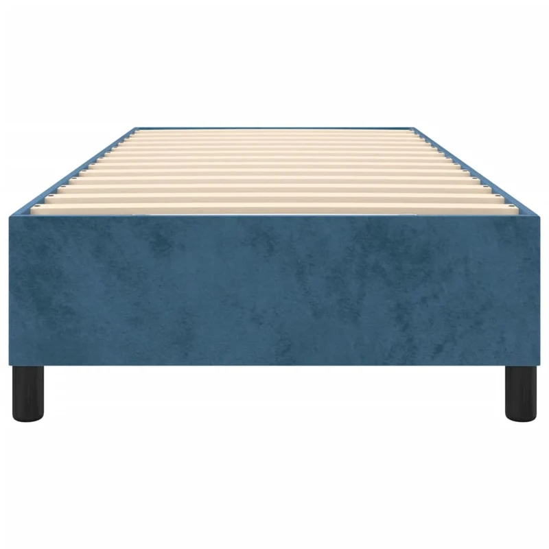 Sommier à lattes sur pieds cadre de lit 100x200 cm tissu velours bleu foncé TDL0207315