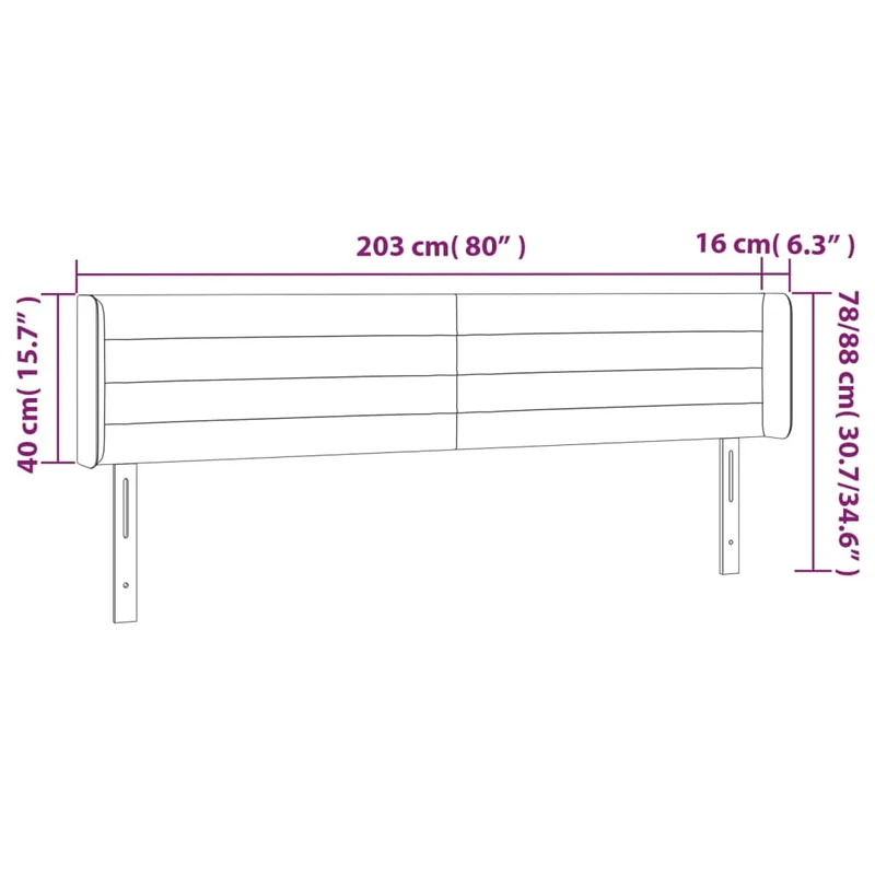 Tête de lit accessoire couchage chambre à coucher meuble à LED 203 x 16 x 78/88 cm tissu gris clair TDL0201296