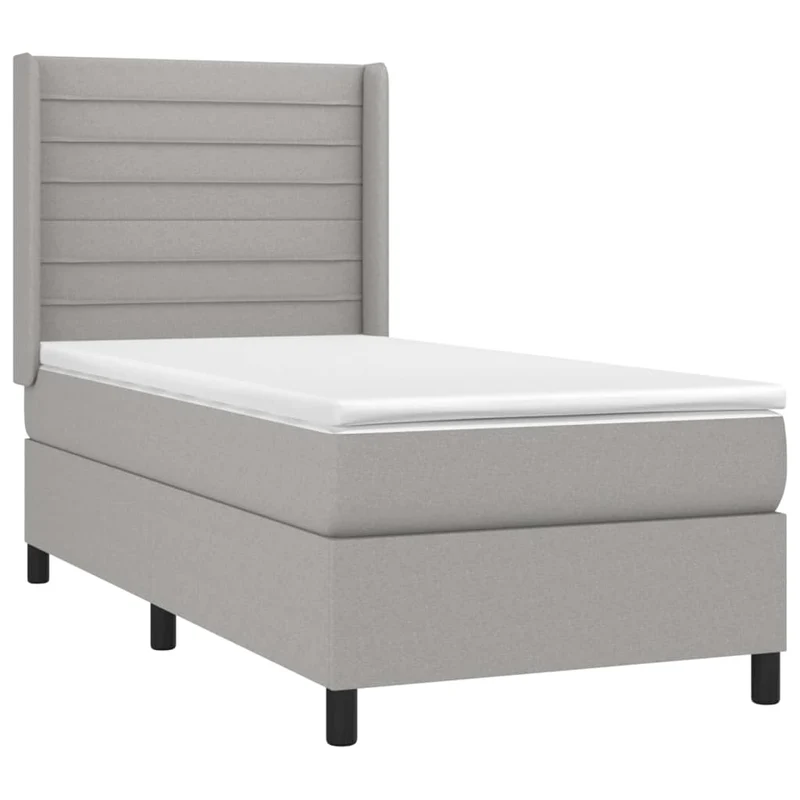 Cadre de lit LED avec sommier tête de lit matelas surmatelas 100x200 cm tissu gris clair TDL0207930