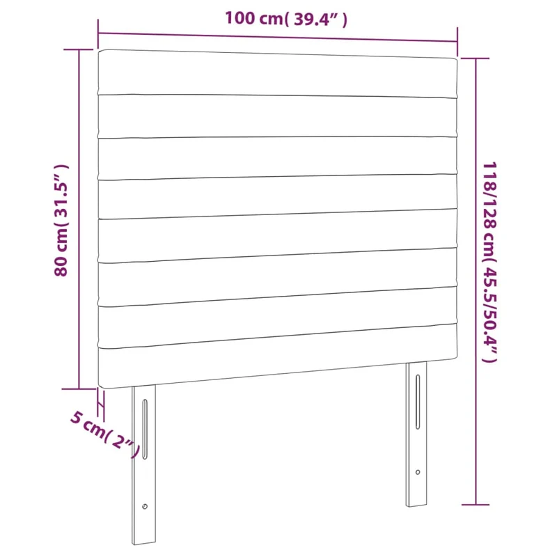 Tête de lit accessoire couchage chambre à coucher meuble 2 parties 100 x 5 x 78/88 cm tissu gris clair TDL0206458