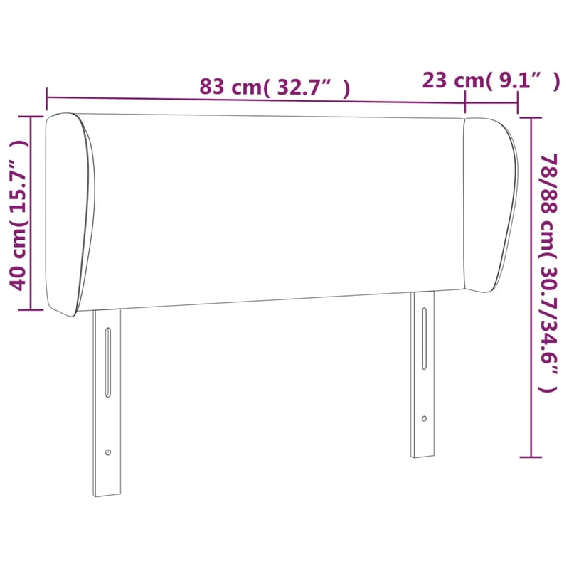 Tête de lit accessoire couchage chambre à coucher meuble avec rebord latéral 83 x 23 x 78/88 cm tissu gris clair TDL0205118