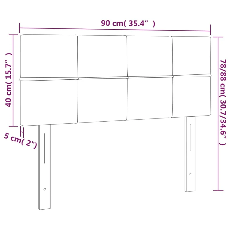 Tête de lit accessoire couchage chambre à coucher meuble à LED 90 x 5 x 78/88 cm tissu velours noir TDL0200530