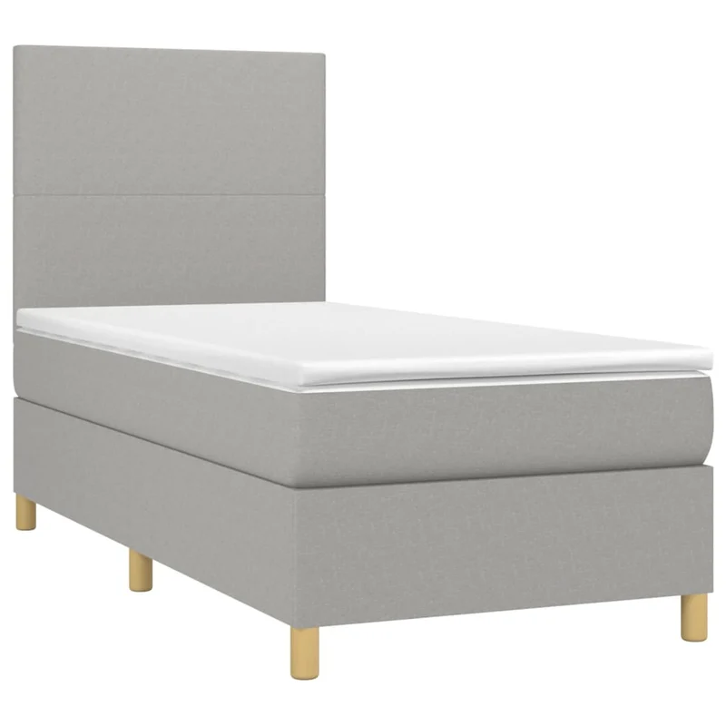Cadre de lit LED avec sommier tête de lit matelas surmatelas 100x200 cm tissu gris clair TDL0207929