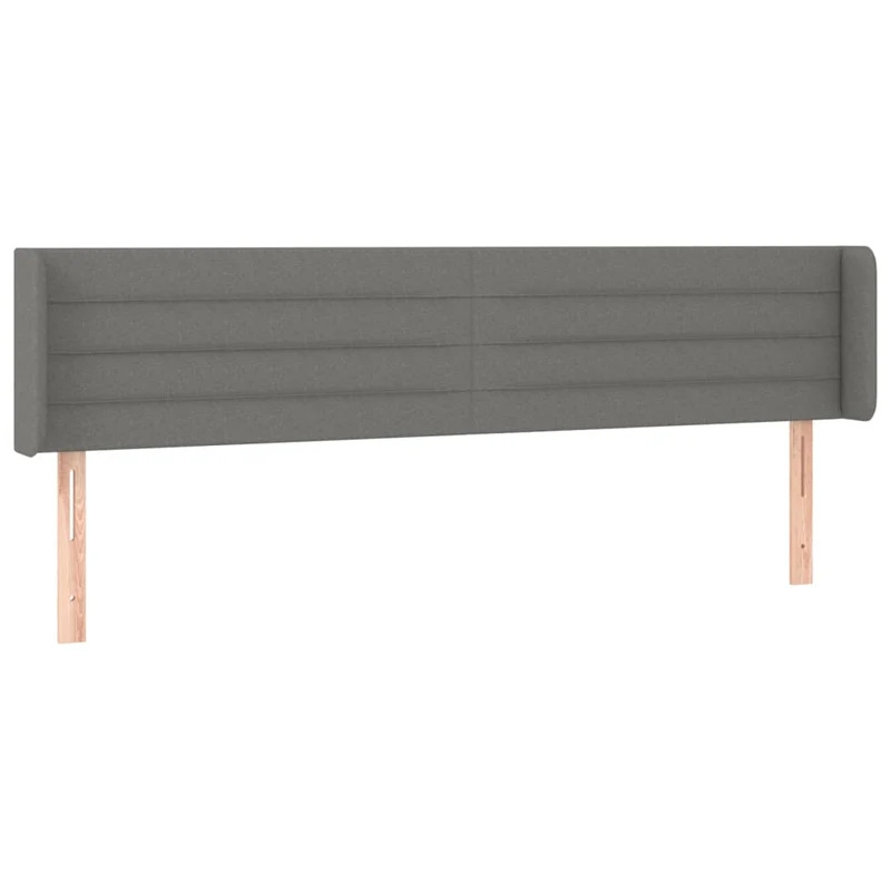 Tête de lit accessoire couchage chambre à coucher meuble avec rebord latéral 163 x 16 x 78/88 cm tissu gris foncé TDL0204983