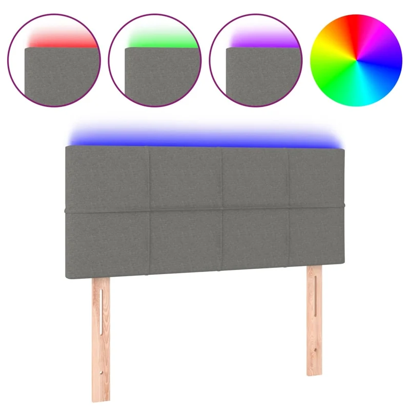 Tête de lit accessoire couchage chambre à coucher meuble à LED 100 x 5 x 78/88 cm tissu gris foncé TDL0201199