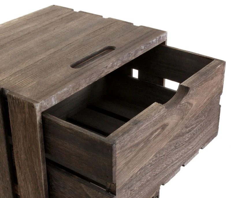 Table de chevet commode de rangement en bois style vintage 2 tiroirs 36x32x26cm marron 04_0002486