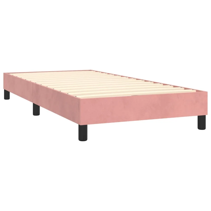 Sommier à lattes sur pieds cadre de lit 100x200 cm tissu velours rose TDL0206963