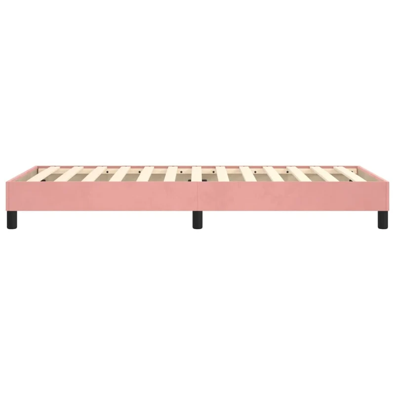 Sommier à lattes sur pieds cadre de lit 100x200 cm tissu velours rose TDL0206963
