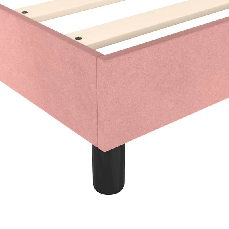 Sommier à lattes sur pieds cadre de lit 100x200 cm tissu velours rose TDL0206963