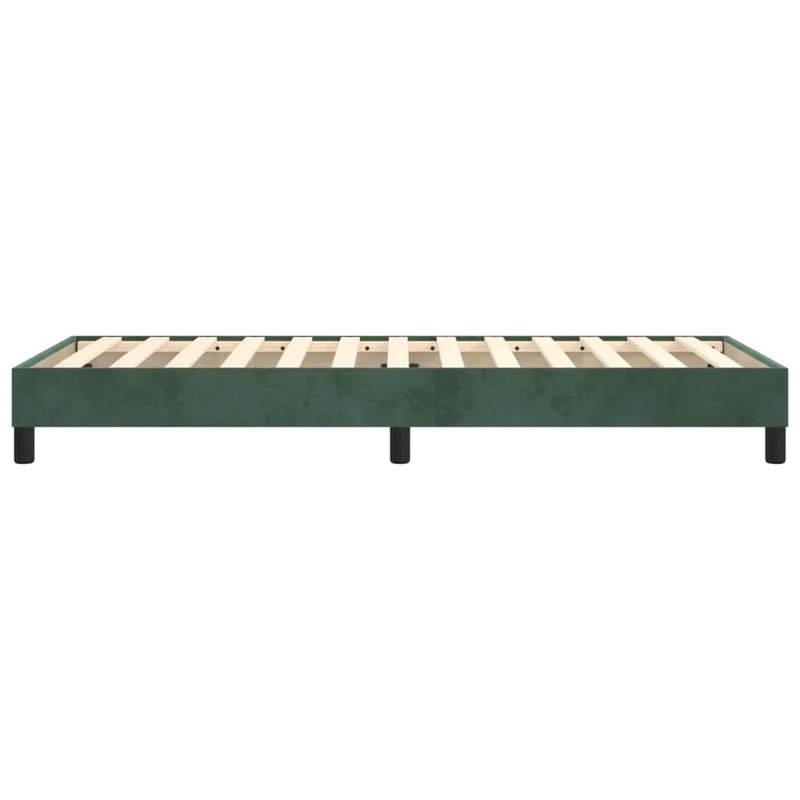 Sommier à lattes sur pieds cadre de lit 90x190 cm tissu velours vert foncé TDL0206875