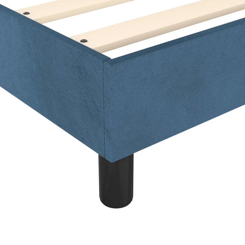 Sommier à lattes sur pieds cadre de lit 200x200 cm tissu velours bleu foncé TDL0207305