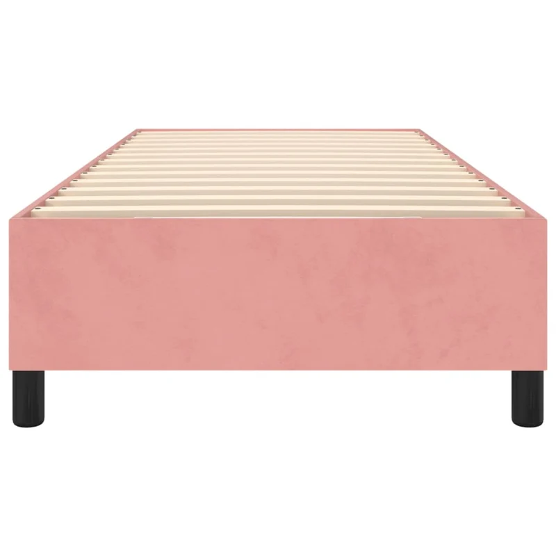 Sommier à lattes sur pieds cadre de lit 90x200 cm tissu velours rose TDL0206947