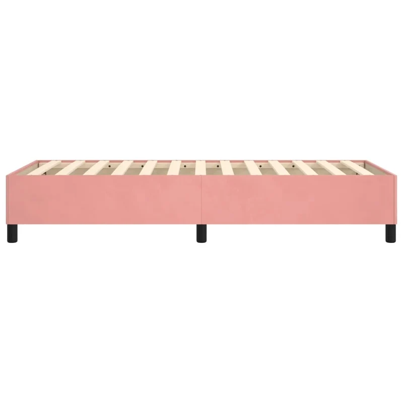 Sommier à lattes sur pieds cadre de lit 90x200 cm tissu velours rose TDL0206947
