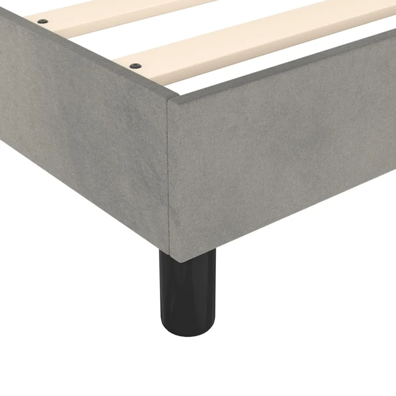 Sommier à lattes sur pieds cadre de lit 100x200 cm tissu velours gris clair TDL0207208