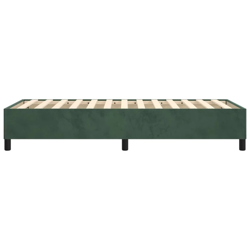 Sommier à lattes sur pieds cadre de lit 90x200 cm tissu velours vert foncé TDL0206873