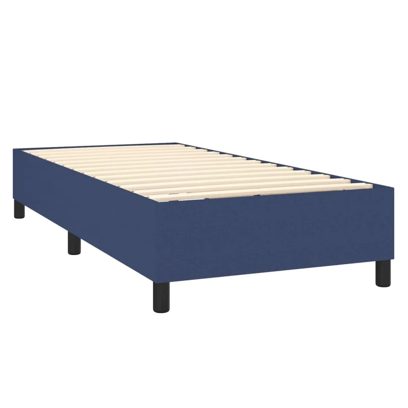 Sommier à lattes sur pieds cadre de lit 90x200 cm tissu bleu TDL0207320
