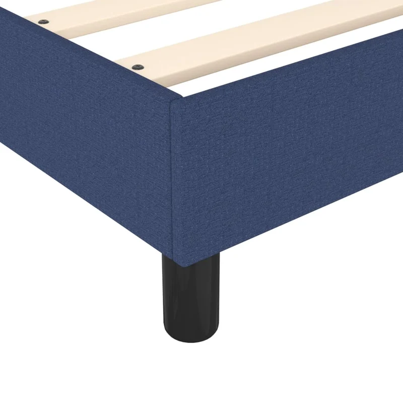 Sommier à lattes sur pieds cadre de lit 90x200 cm tissu bleu TDL0207320
