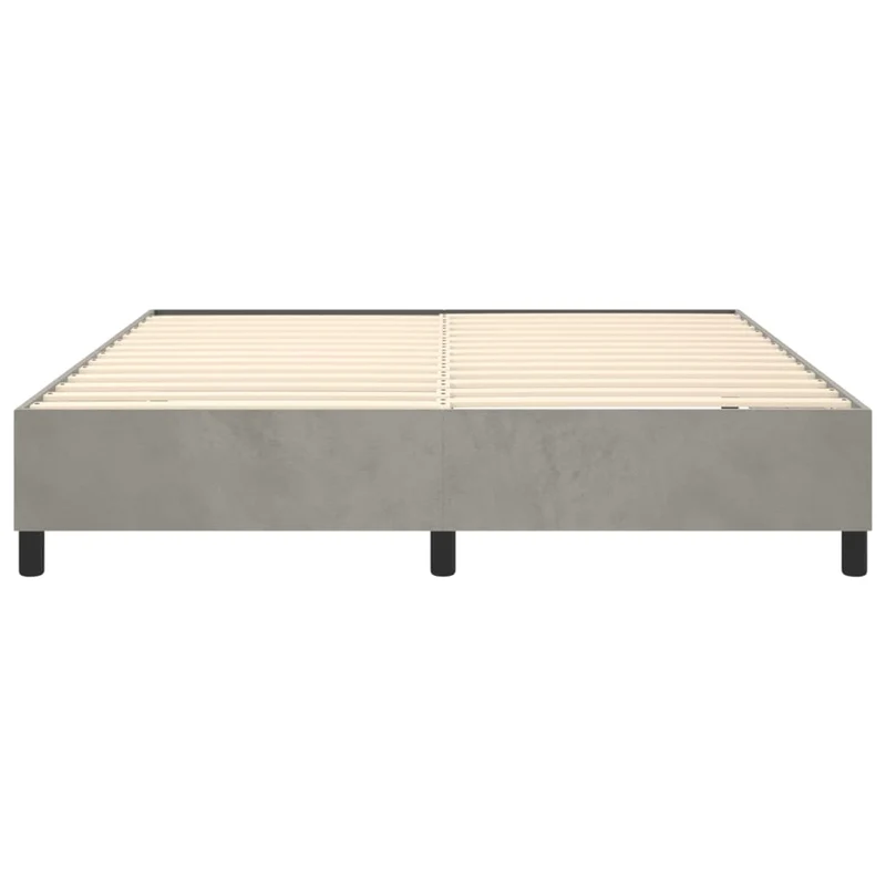 Sommier à lattes sur pieds cadre de lit 180x200 cm tissu velours gris clair TDL0207177