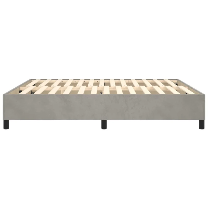 Sommier à lattes sur pieds cadre de lit 160x200 cm tissu velours gris clair TDL0207183