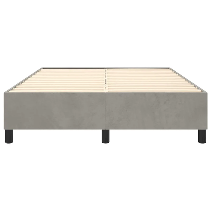 Sommier à lattes sur pieds cadre de lit 140x200 cm tissu velours gris clair TDL0207190
