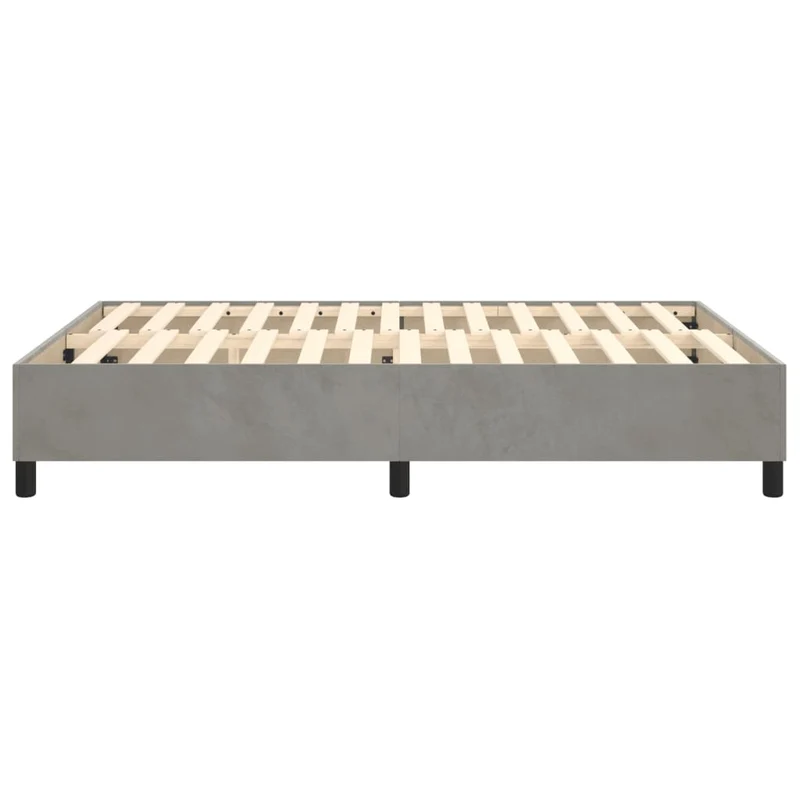 Sommier à lattes sur pieds cadre de lit 140x200 cm tissu velours gris clair TDL0207190