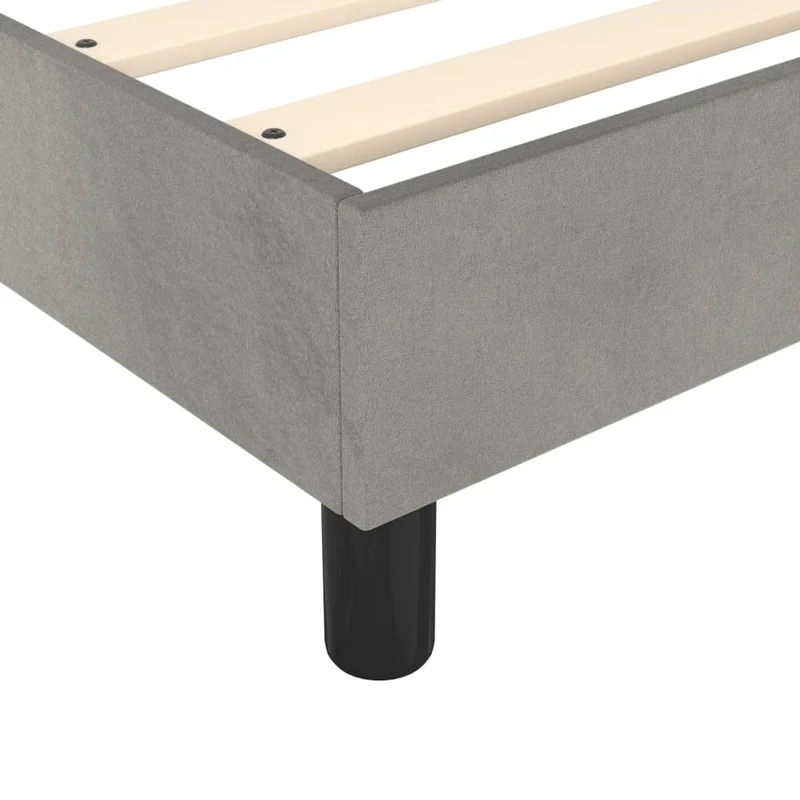 Sommier à lattes sur pieds cadre de lit 180x200 cm tissu velours gris clair TDL0207178